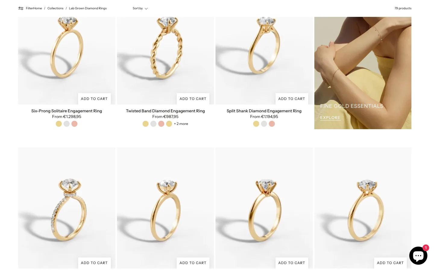 Shopify collection page with single H1, CollectionPage schema, ItemList schema and BreadcrumbList structured data deployed for rich results eligibility