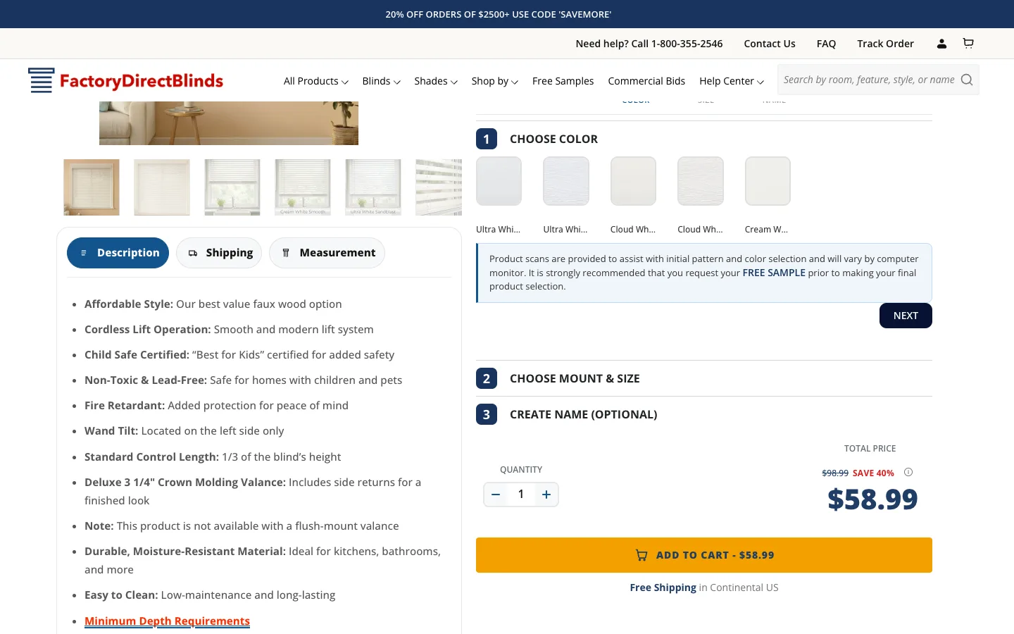 Shopify product builder with progressive disclosure UX showing the color step revealed before mount and size selections